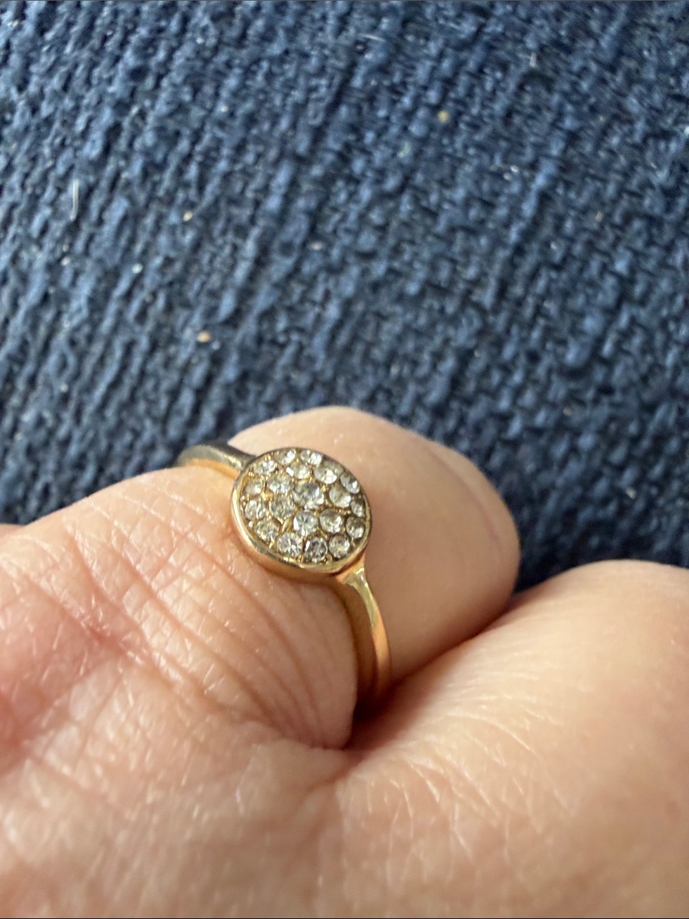 Michael Kors size 6 gold tone Pave Circle Stackable Ring in White